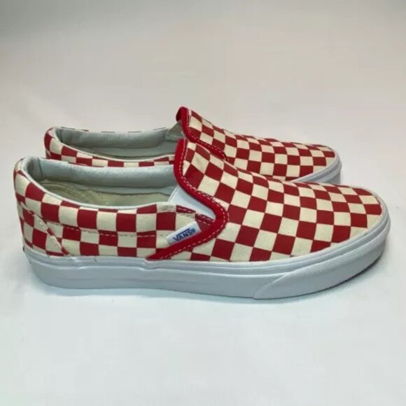 Vans Off The Wall Classic Red Checkerboard Slip-On Shoes 500714 Men 7 Women 8.5 - Picture 6 of 11